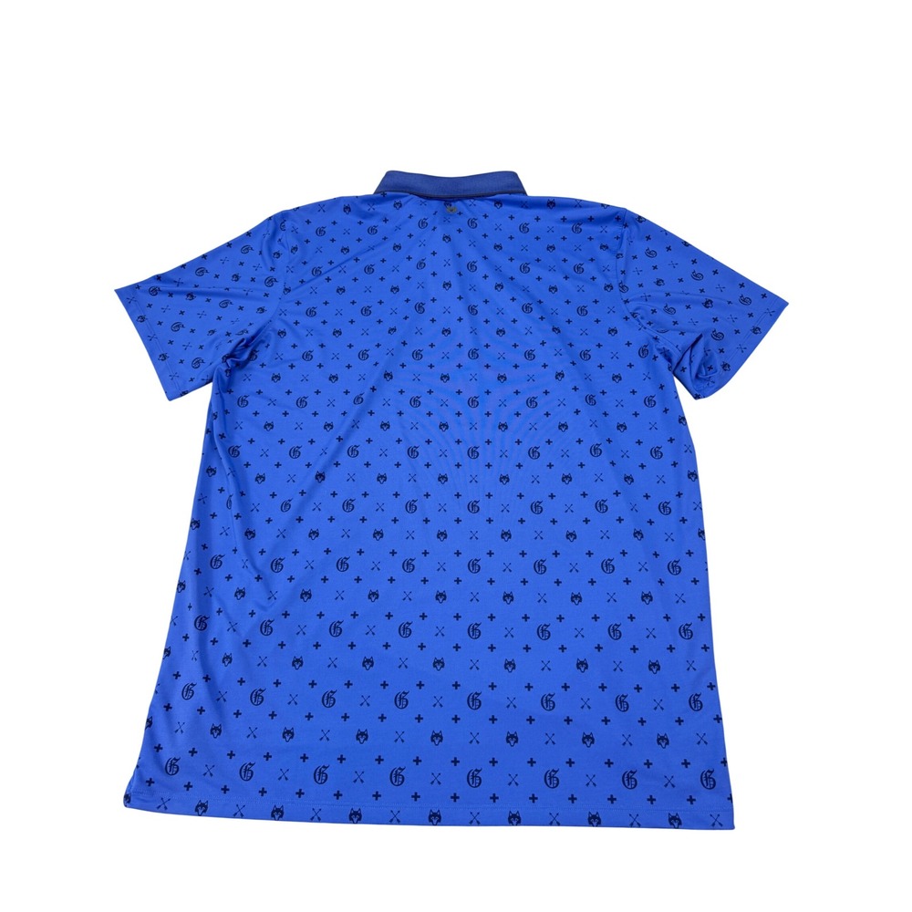 Greyson Mens XL Blue Monogram Wolf Head G Logo Golf Polo Shirt - Picture 2 of 13